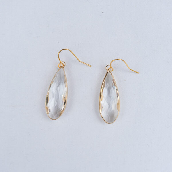 Dapper gold frame glass teardrop earrings